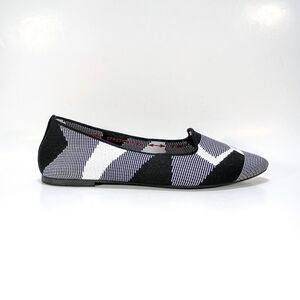 Skechers Cleo 2.0 Lady Sherlock Womens 7.5 Black And White Knit Ballet Flats